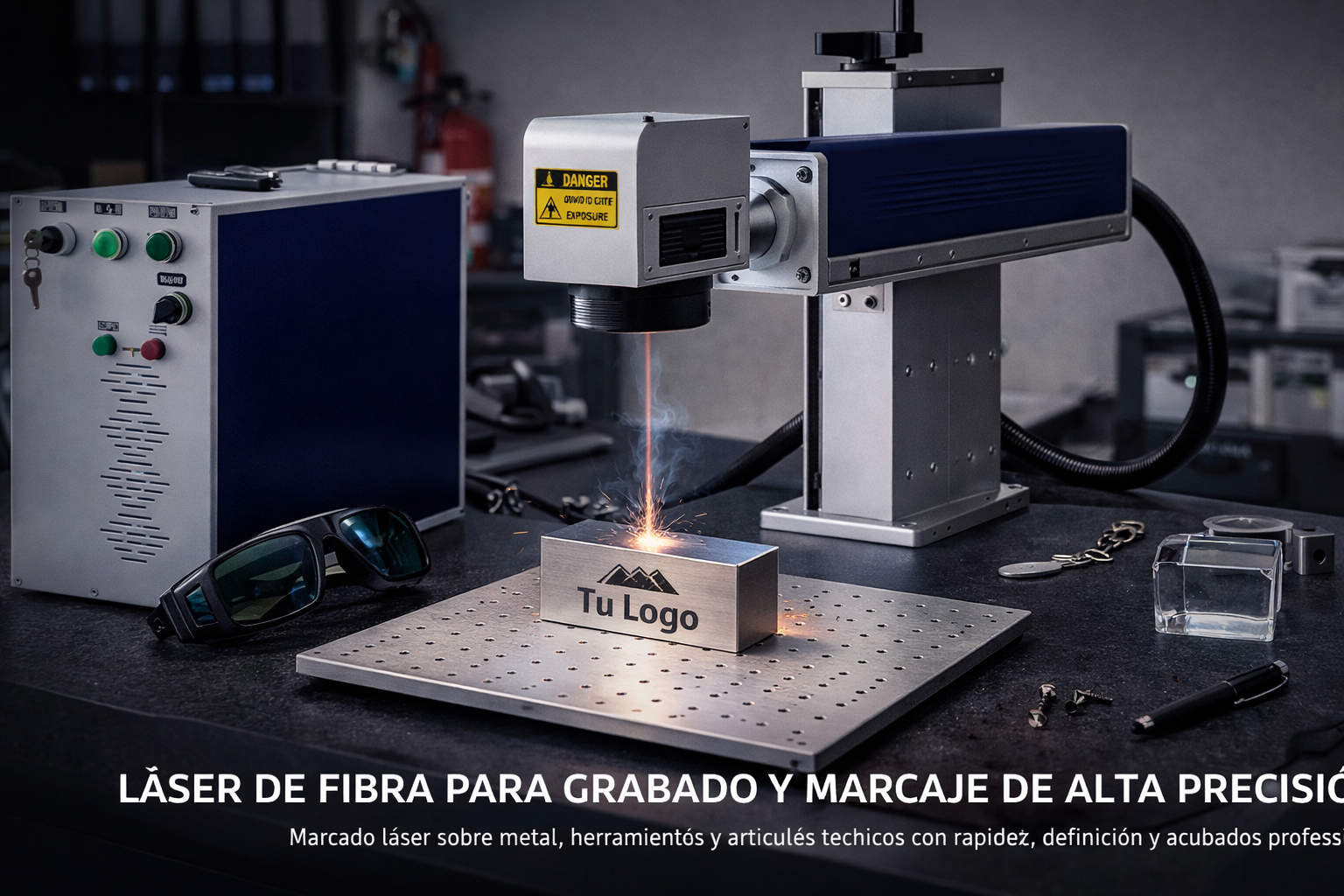 Láser de fibra para grabado y marcado de metal y artículos técnicos